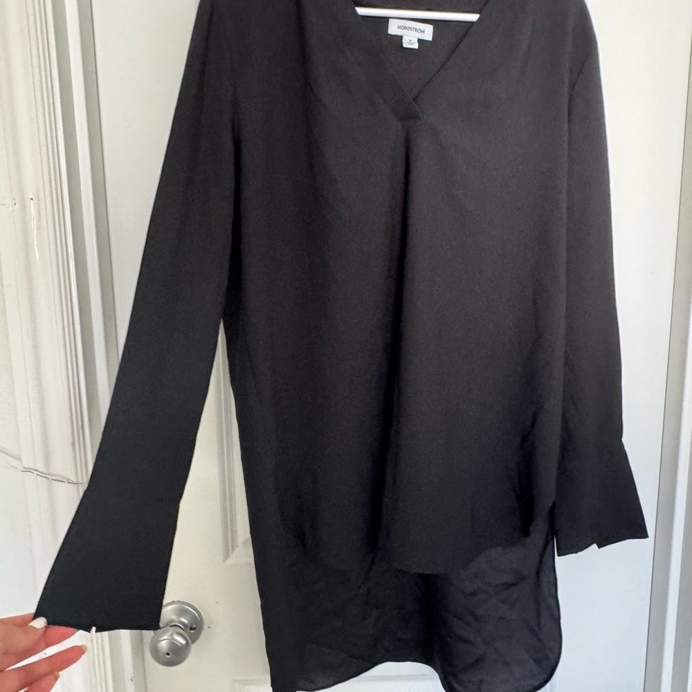 Nordstrom Black V-Neck Blouse - Picture 2 of 5